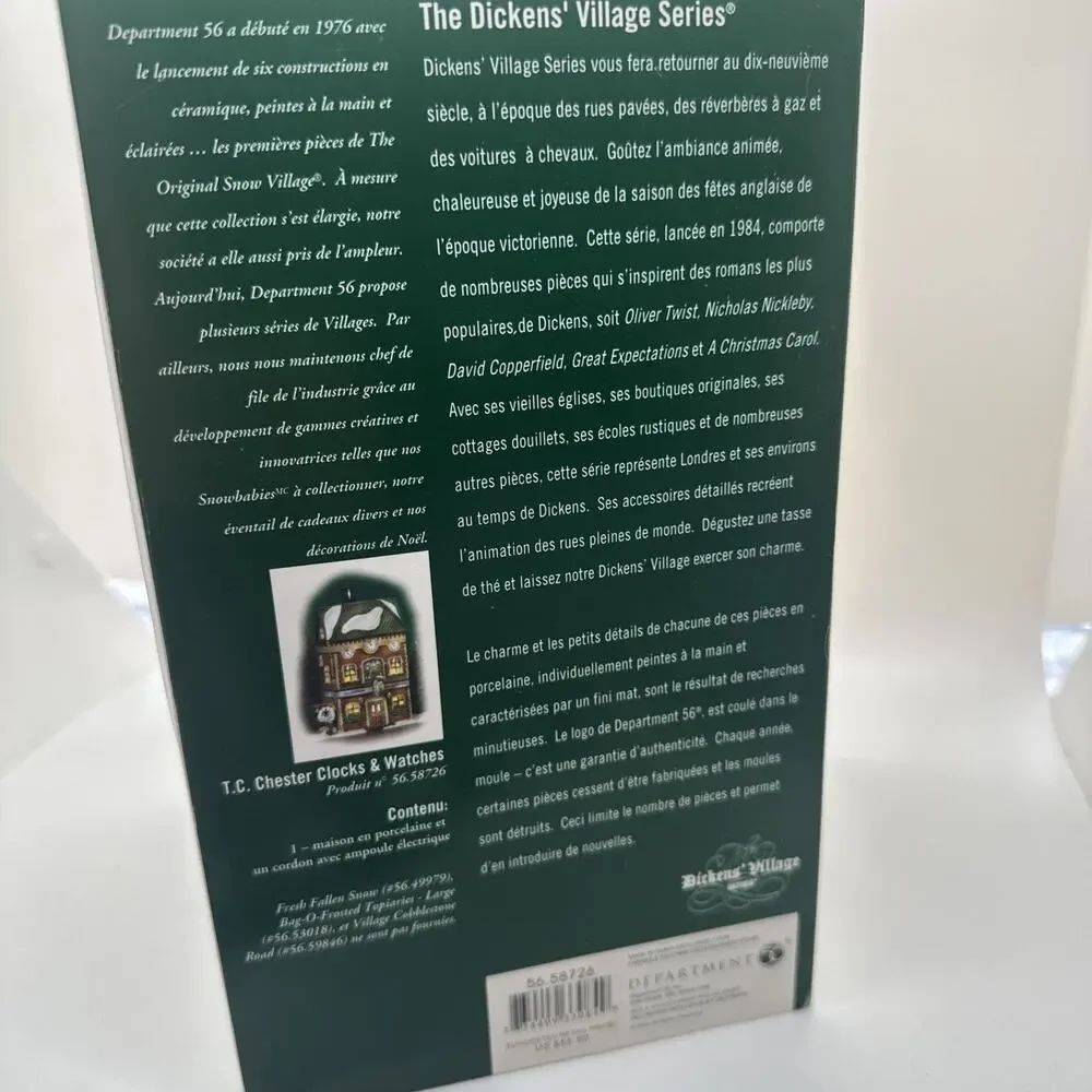 Dept 56 T.C. Chester Clocks & Watches Christmas House Dickens Village 58726